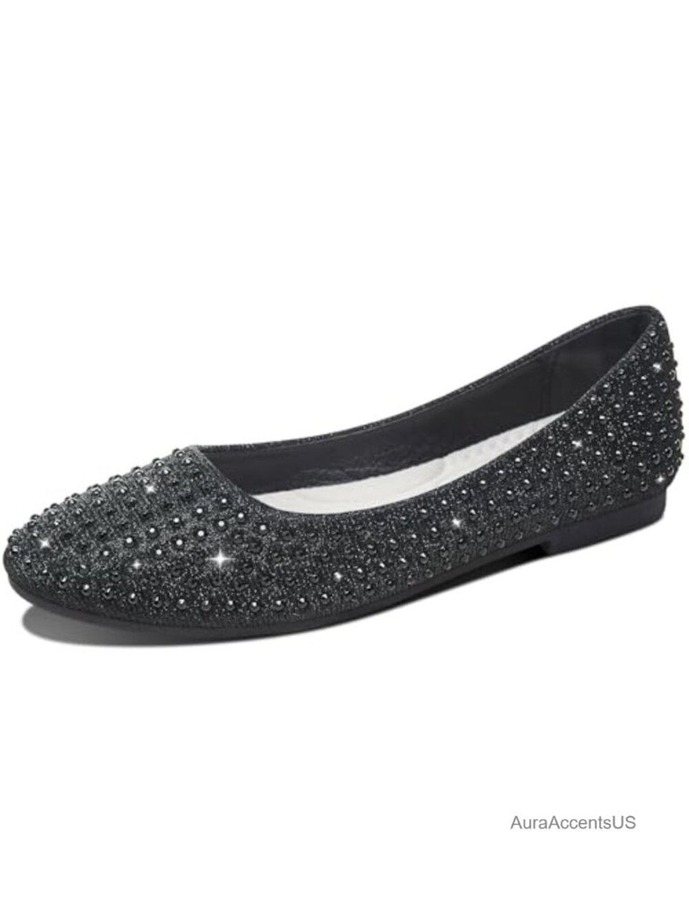Rhinestone Ballet Flats Round Toe Slip On Comfortable Dress Shoes